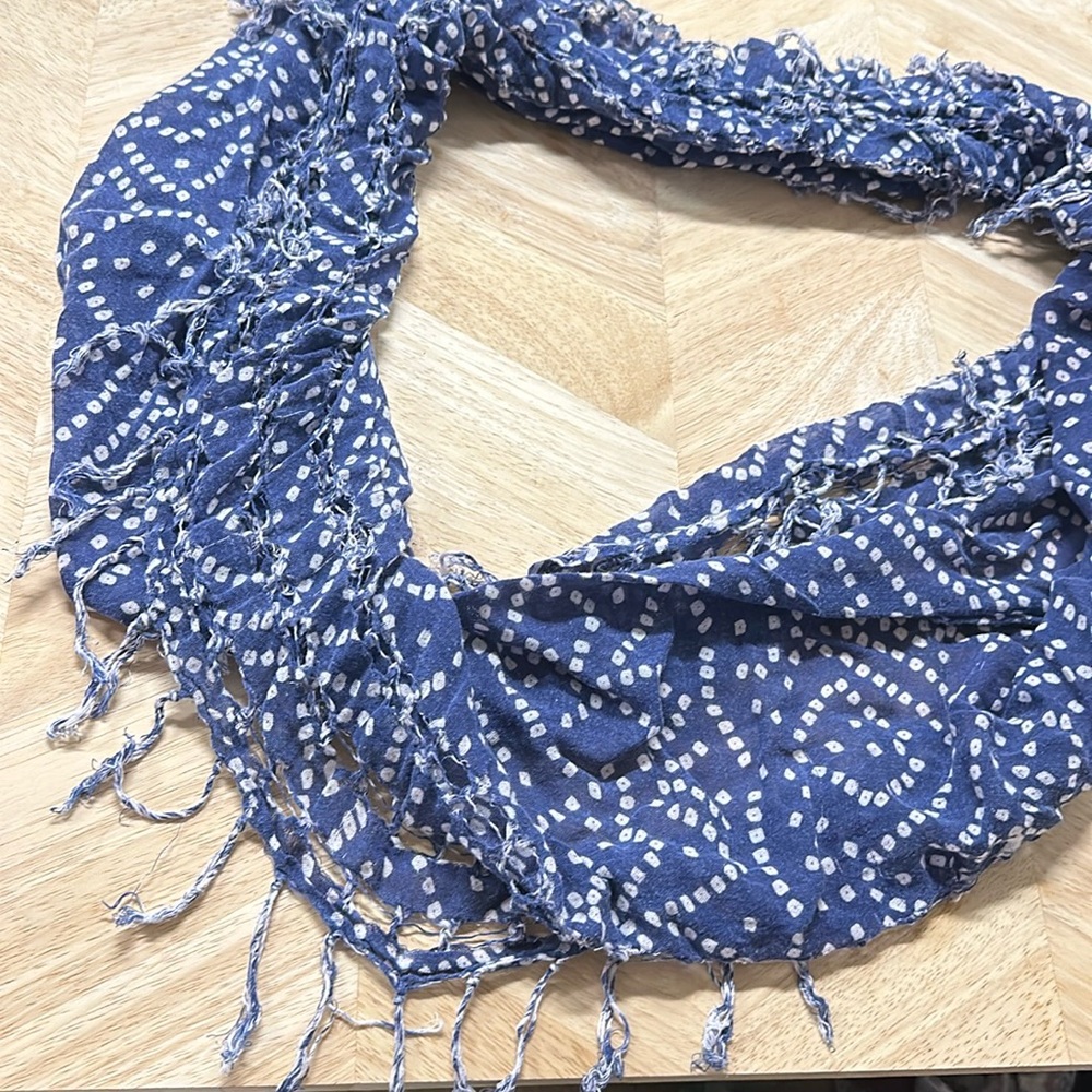 Indigo spotted tassle scarf infiniti